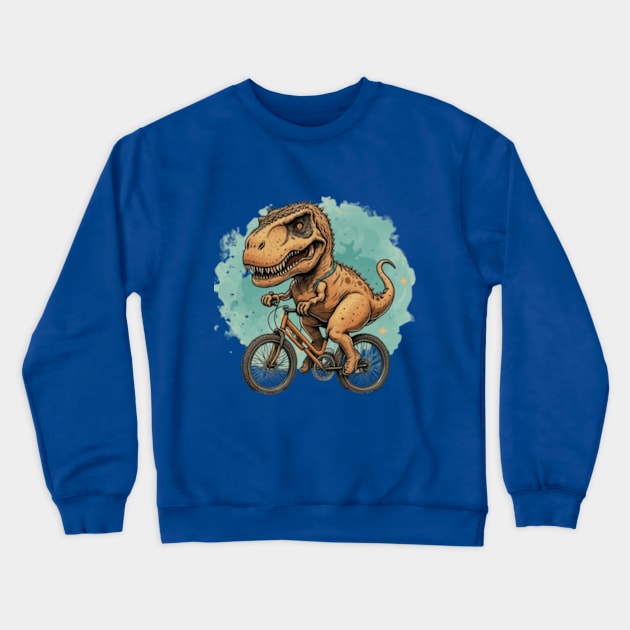 Cute dinosaur on a bicycle, dino t rex bicycling cute gift ideas Crewneck Sweatshirt by WeLoveAnimals